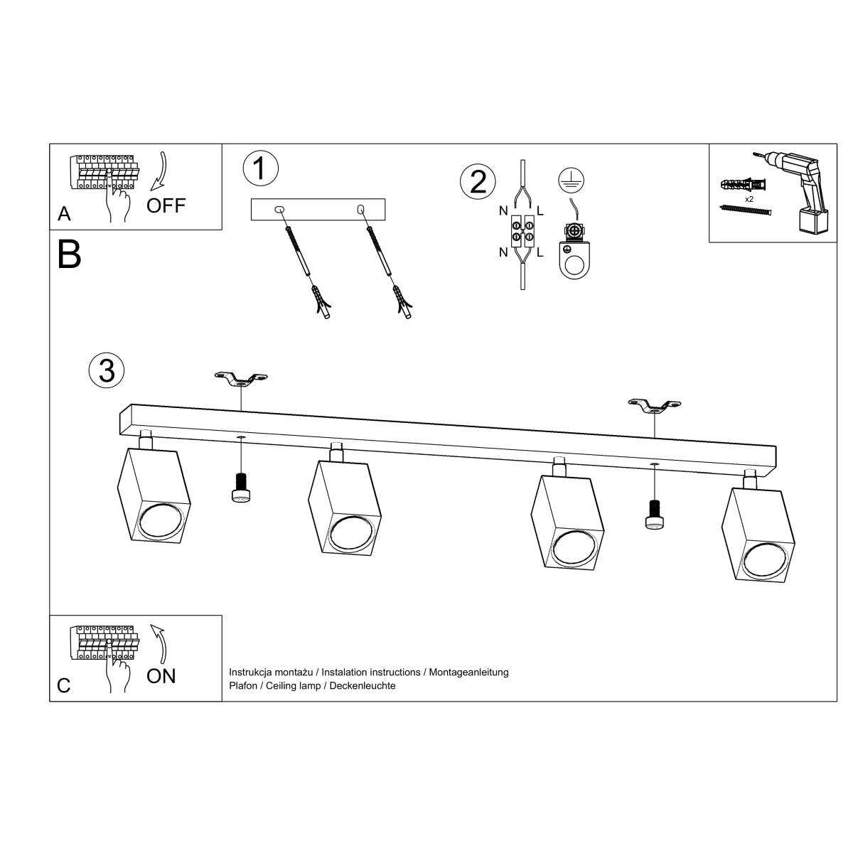 Plafonnier Facette Cubique 4 en chêne