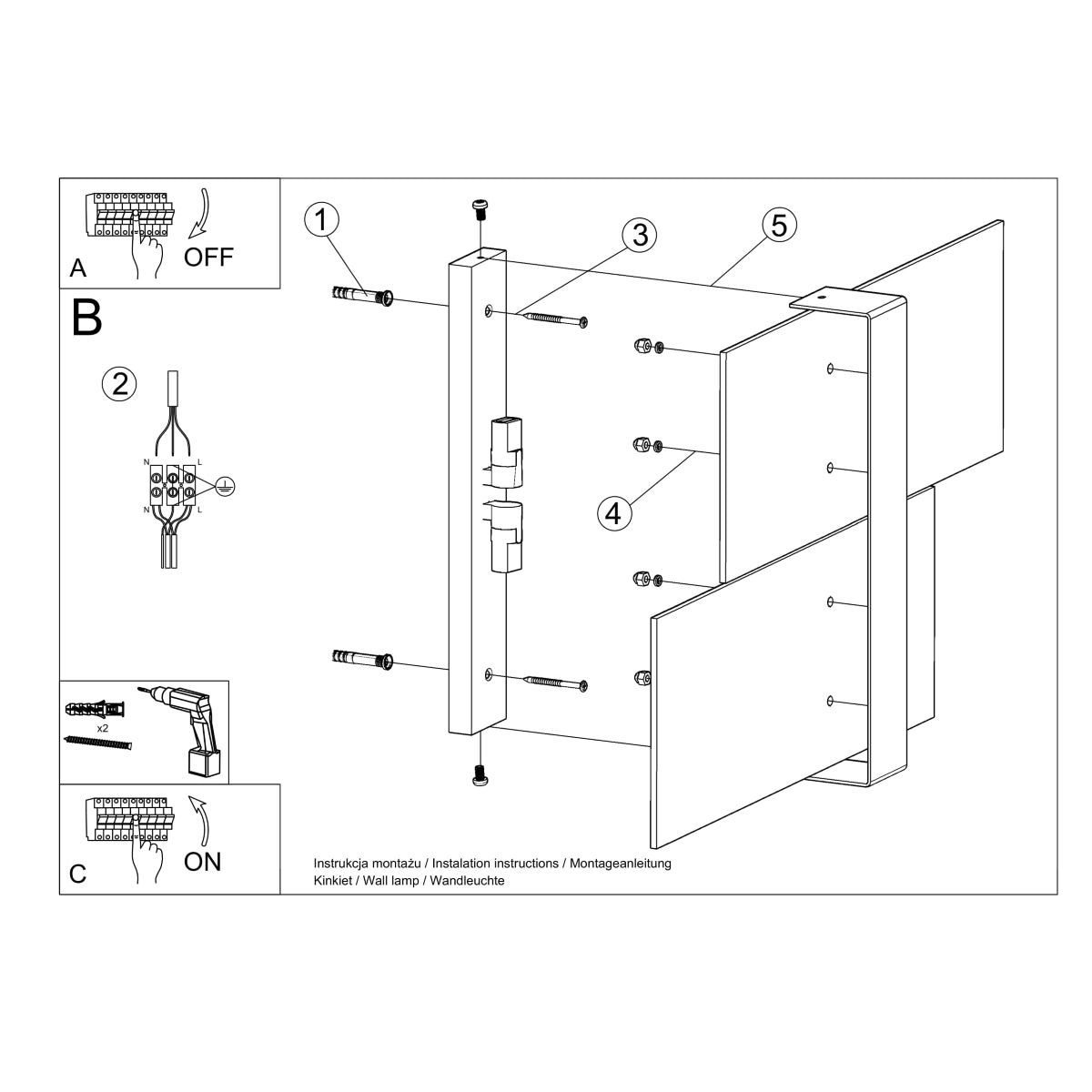 Double Plate Wall Light in White Glass