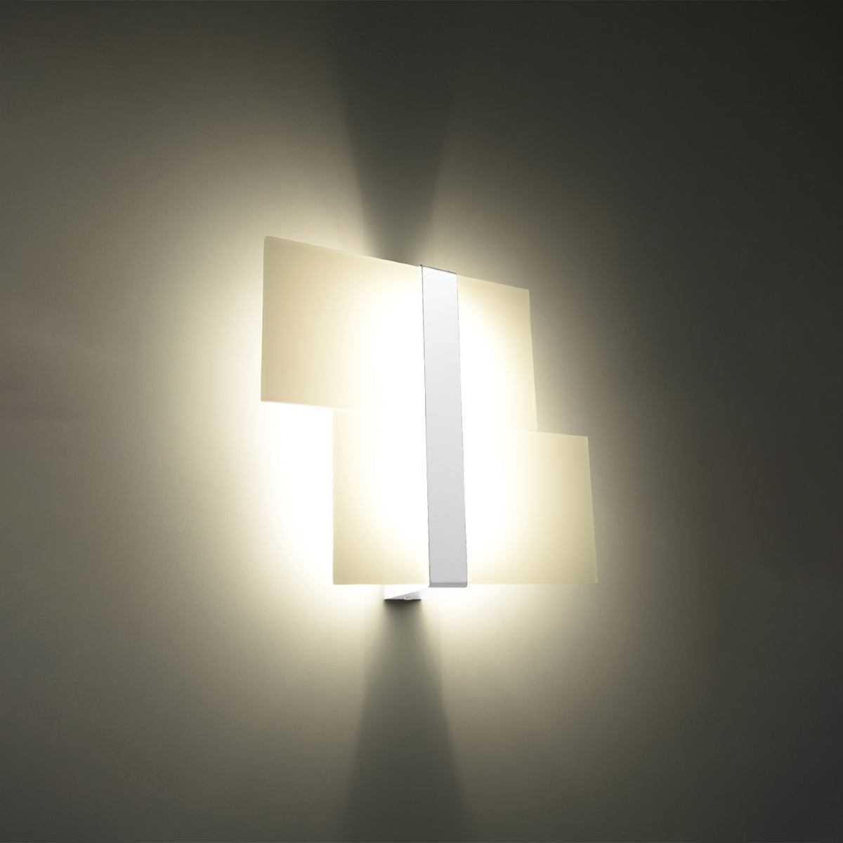 Double Plate Wall Light in White Glass