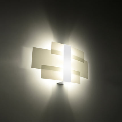 White Glass Panels Wall Light