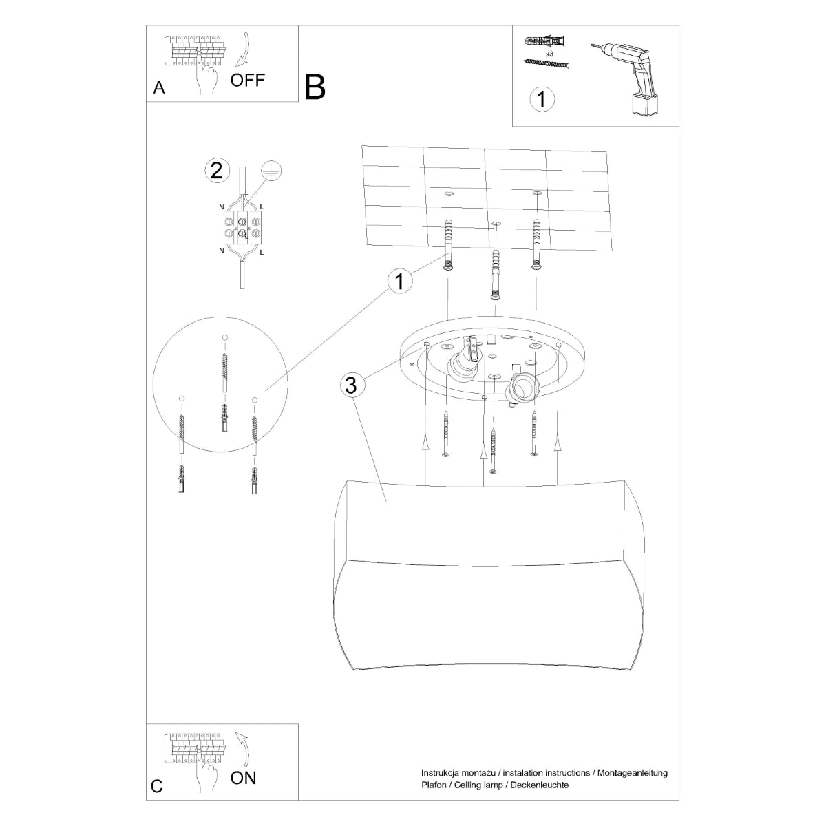 Square Ceiling Light Soft 1 white