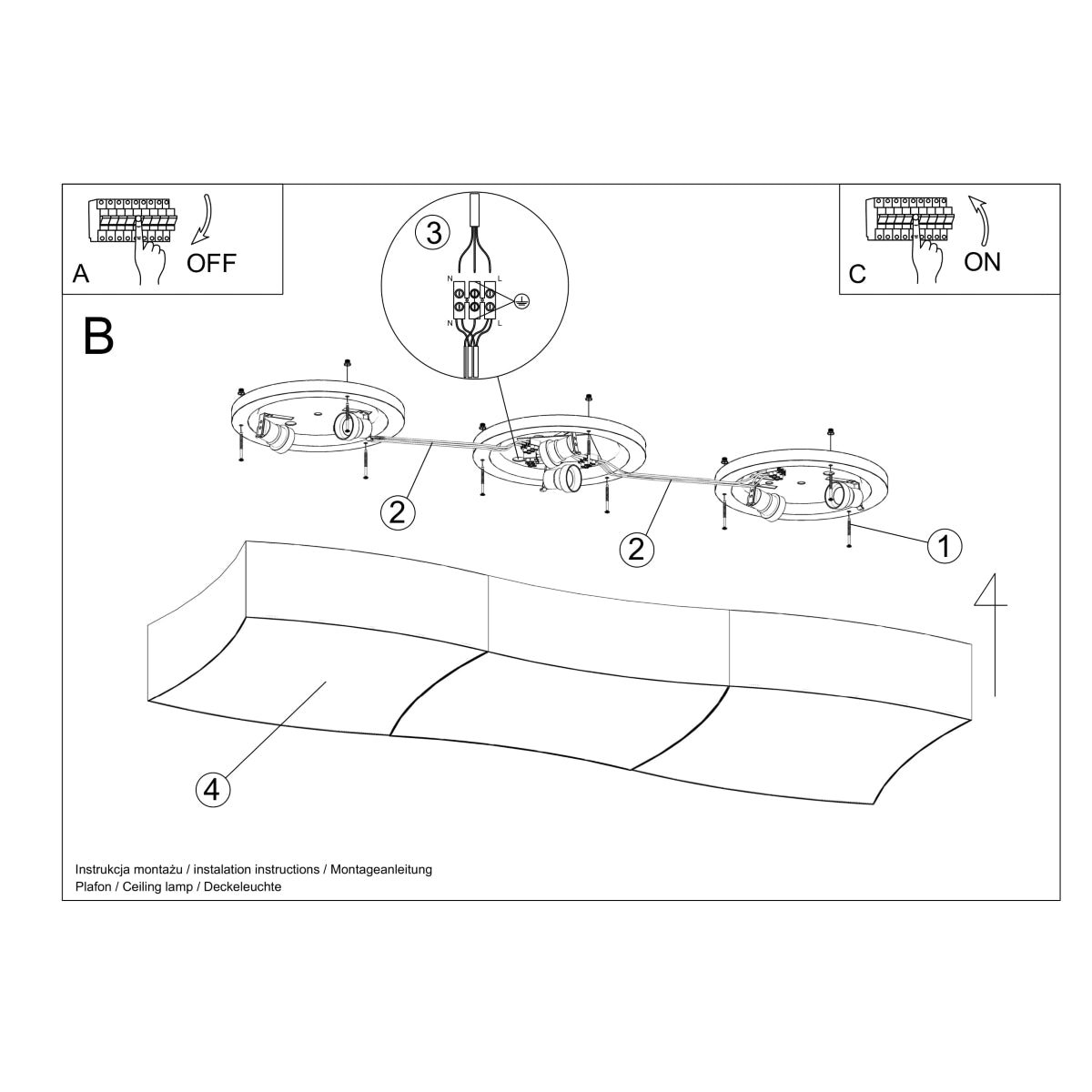 Square Ceiling Light Soft 3 white