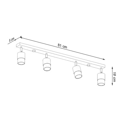 Plafonnier Double Cylindre 4 noir/chrome