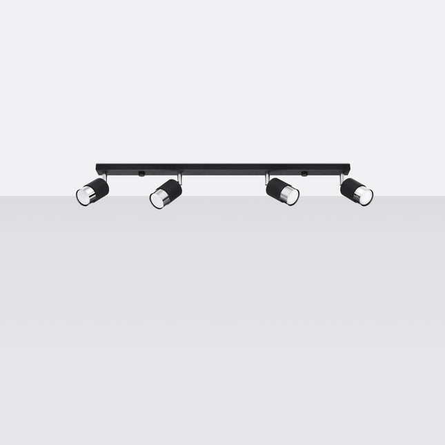 Plafonnier Double Cylindre 4 noir/chrome