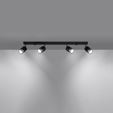 Plafonnier Double Cylindre 4 noir/chrome