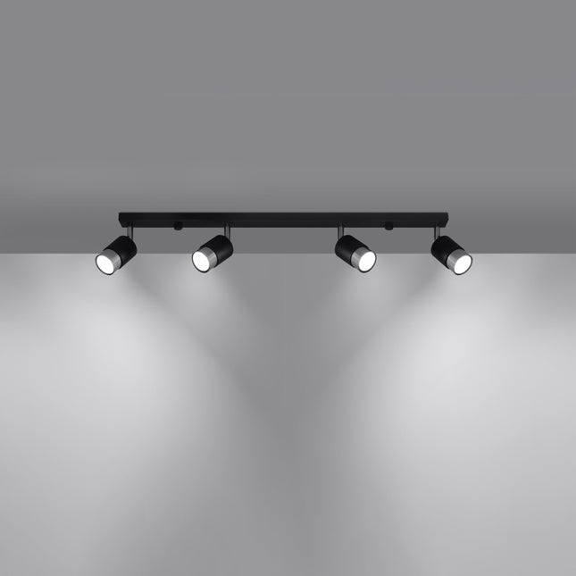 Plafonnier Double Cylindre 4 noir/chrome