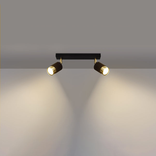 Plafonnier Double Cylindre 2 noir/doré