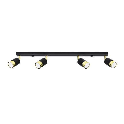 Plafonnier Double Cylindre 4 noir/doré