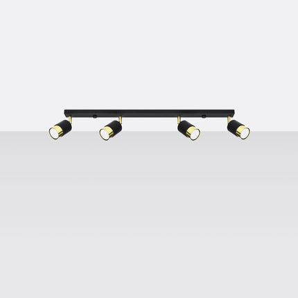 Plafonnier Double Cylindre 4 noir/doré