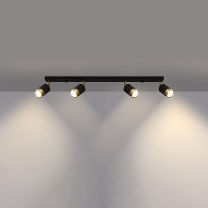 Plafonnier Double Cylindre 4 noir/doré