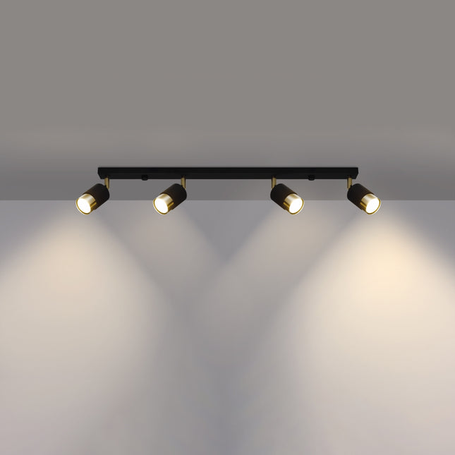 Plafonnier Double Cylindre 4 noir/doré