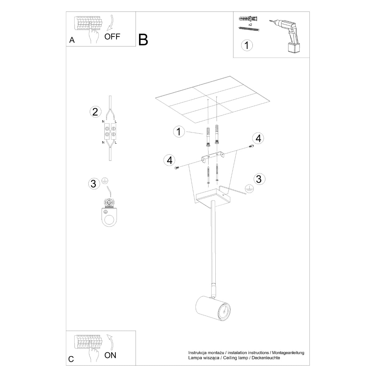 Modern Precision Ceiling Light Black