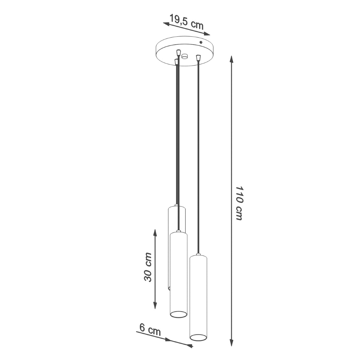 Lampe Suspendue Long Cylindre 3P blanc