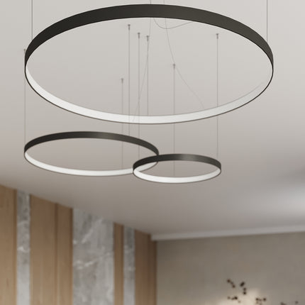 Solis 55 Ring Kronleuchter Schwarz 4000K