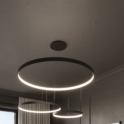 Solis 55 Ring Kronleuchter Schwarz 4000K