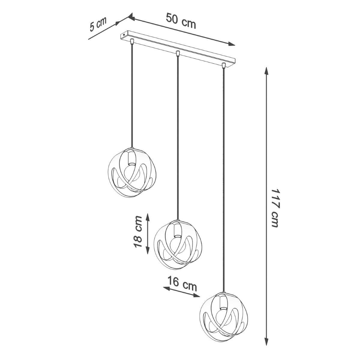 Lotus Modern 3L weiße Pendelleuchte