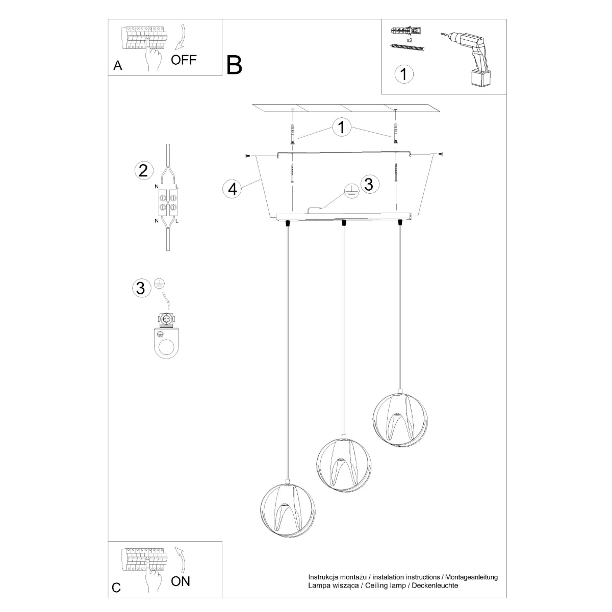 Suspension Lotus Moderne 3L blanc