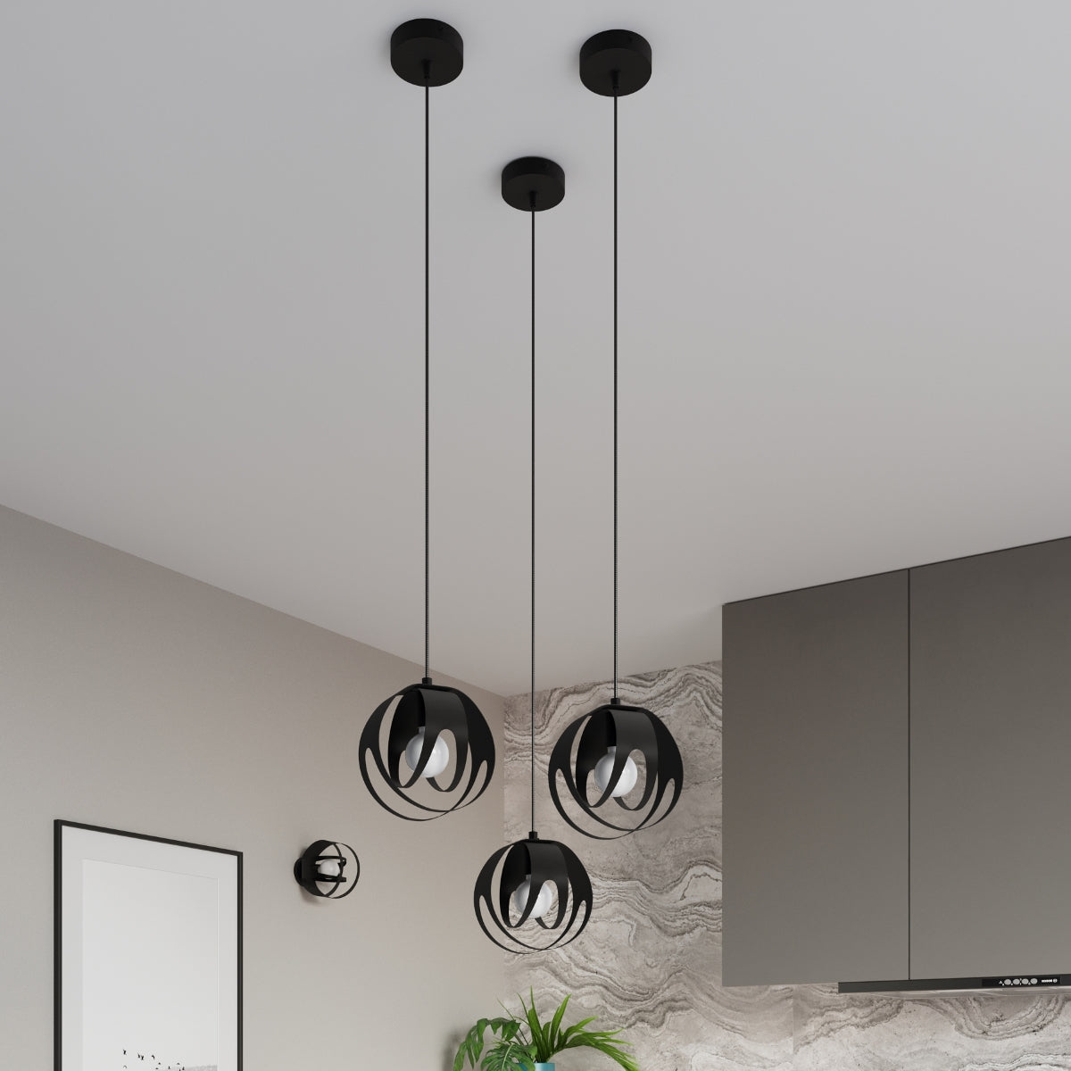 Lotus Modern 1 black pendant light