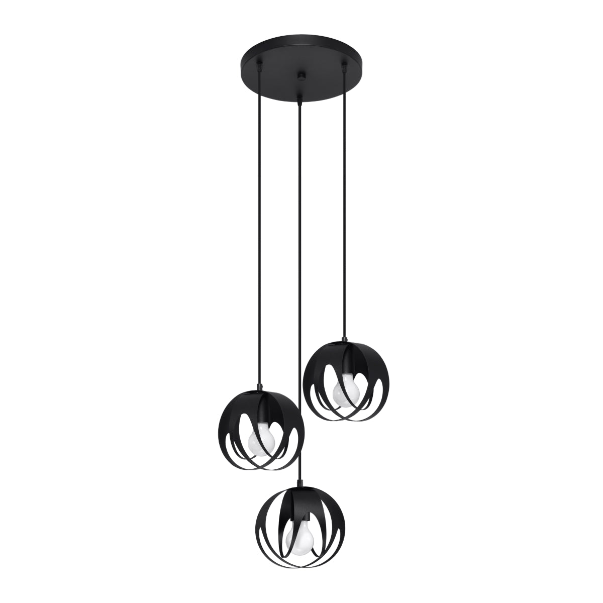 Suspension Lotus Moderne 3P noir