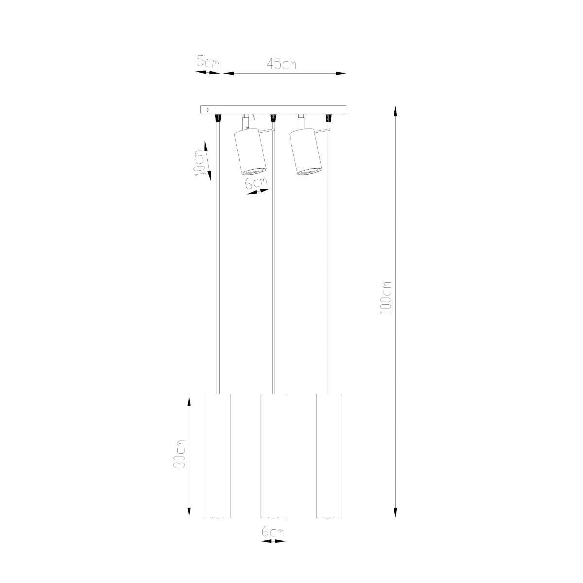 Lampe suspendue Directionnelle 3 LED blanc