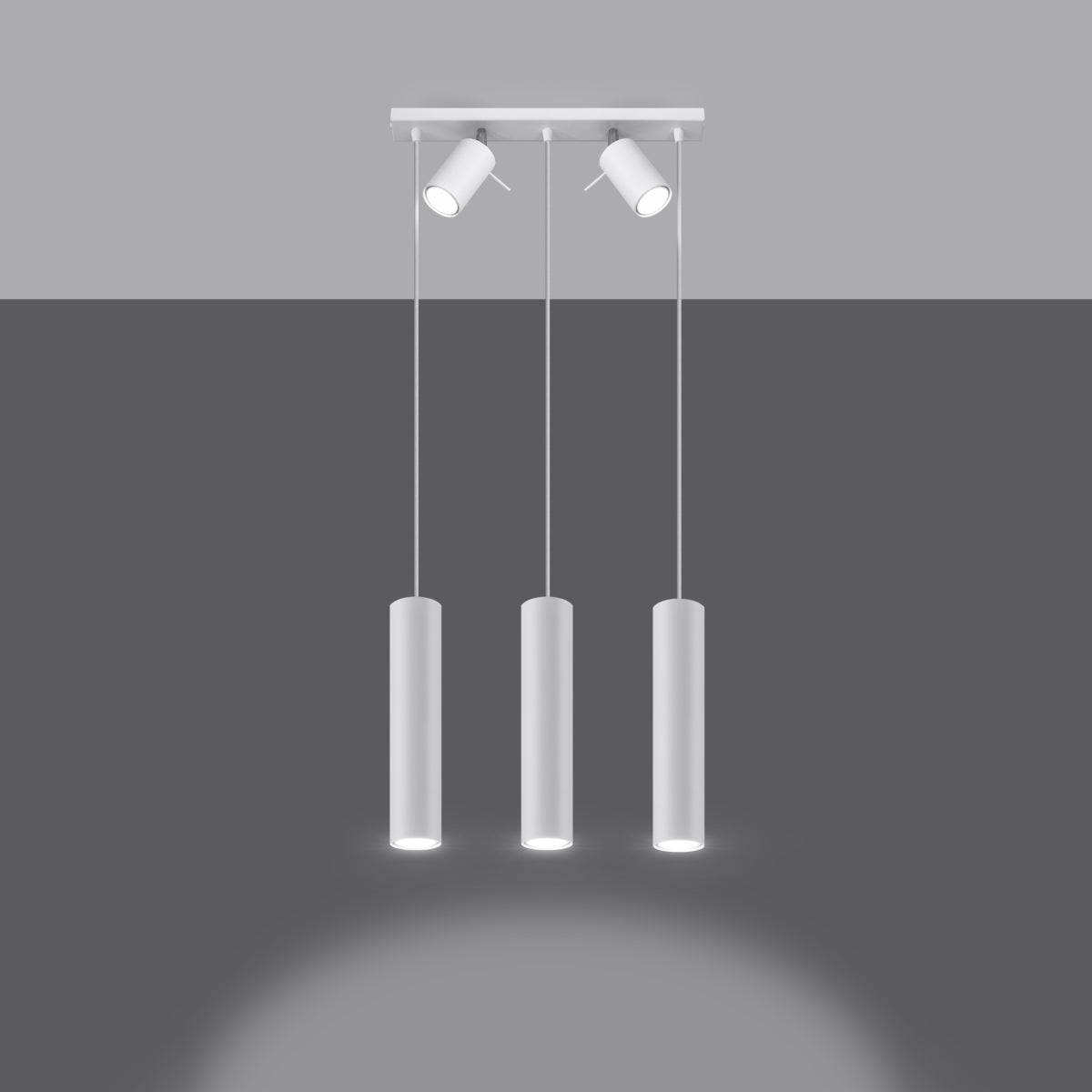 Directional 3 LED white hanging lamp