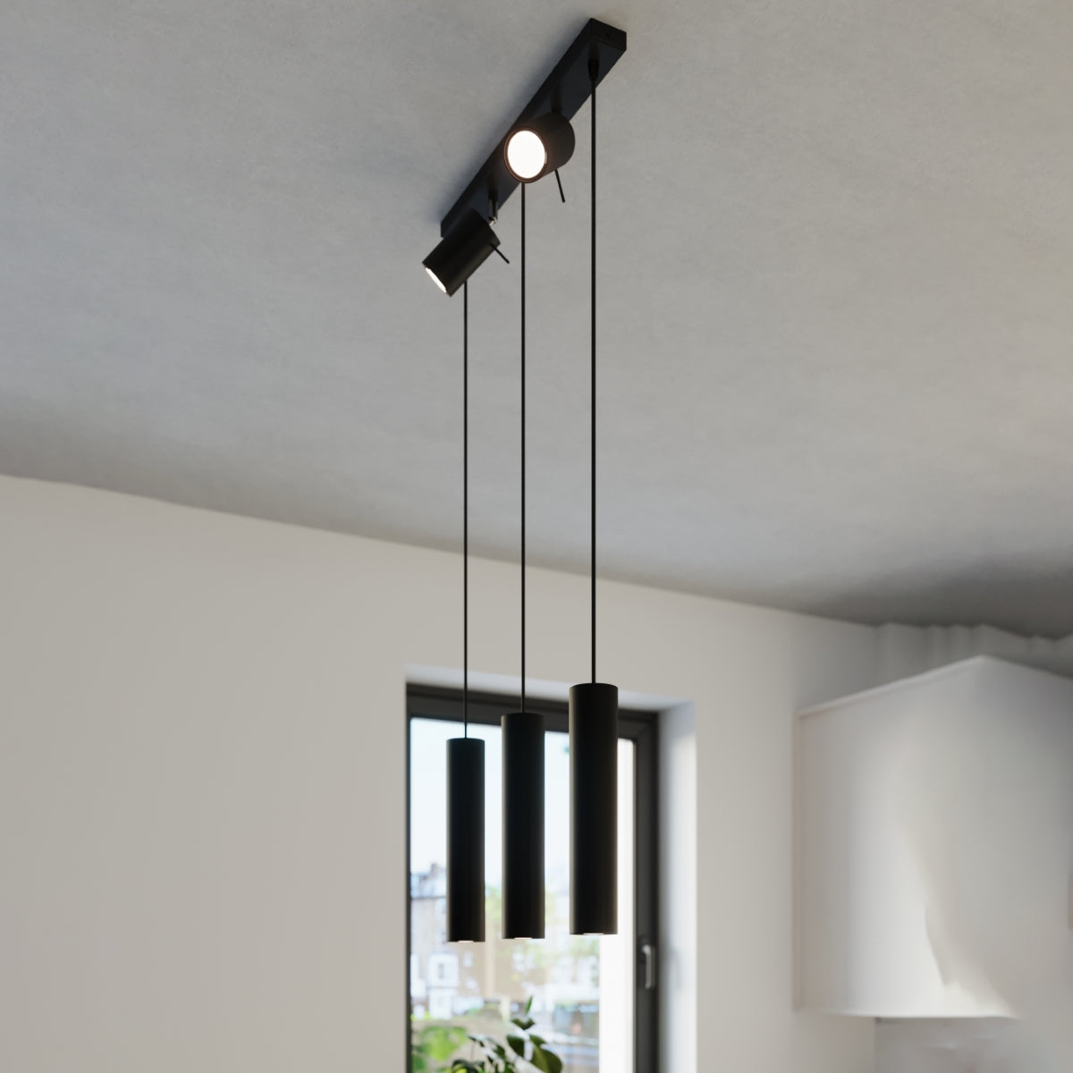 Directional 3 LED black hanging lamp