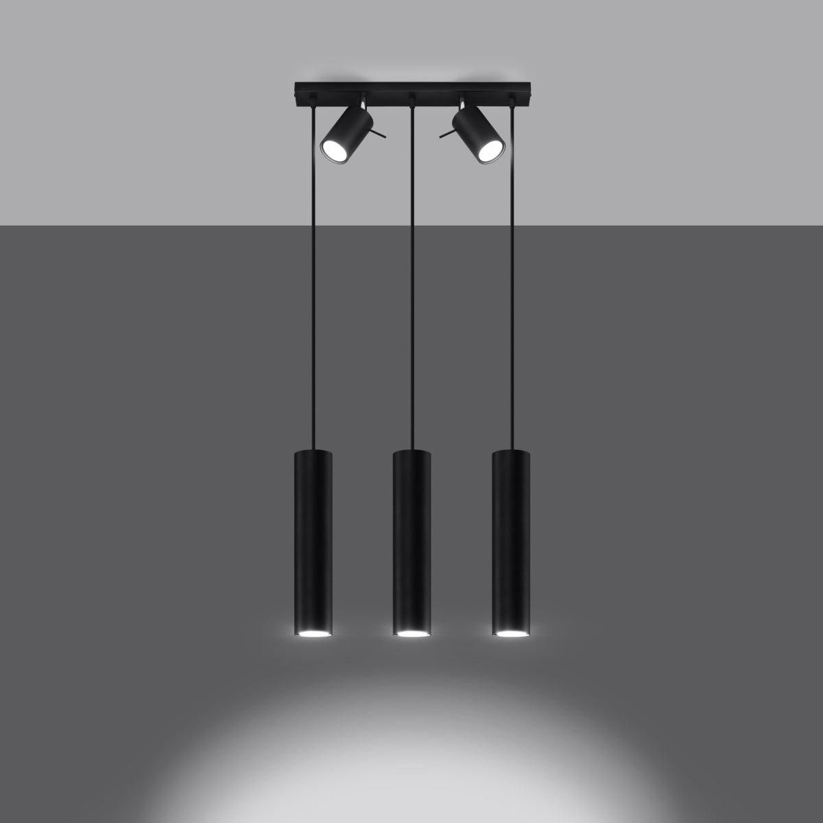 Directional 3 LED black hanging lamp