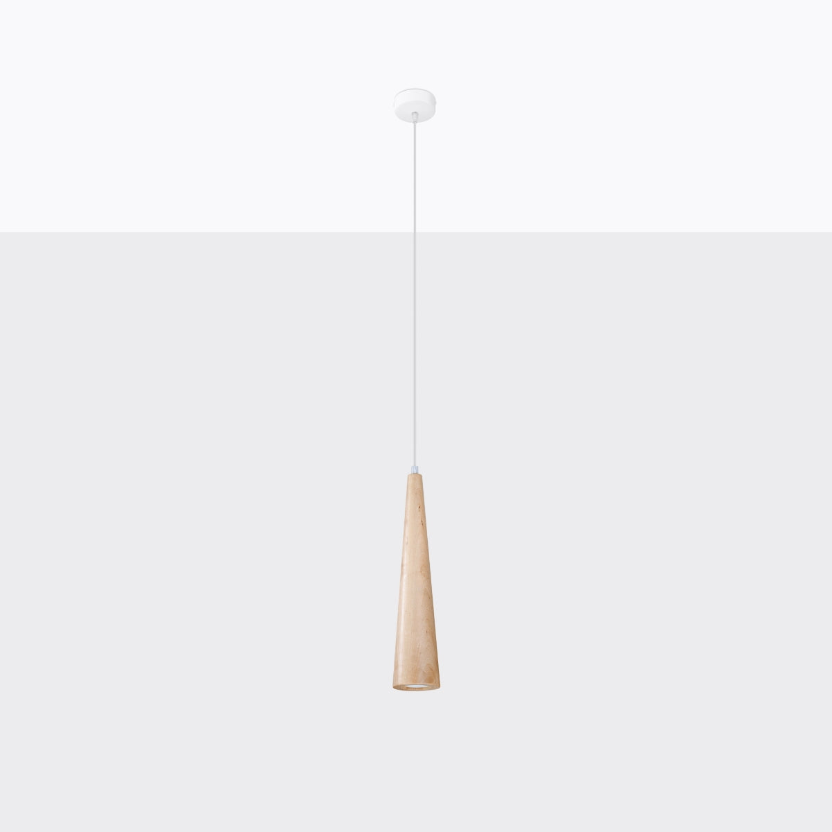 Natural wood cone pendant light