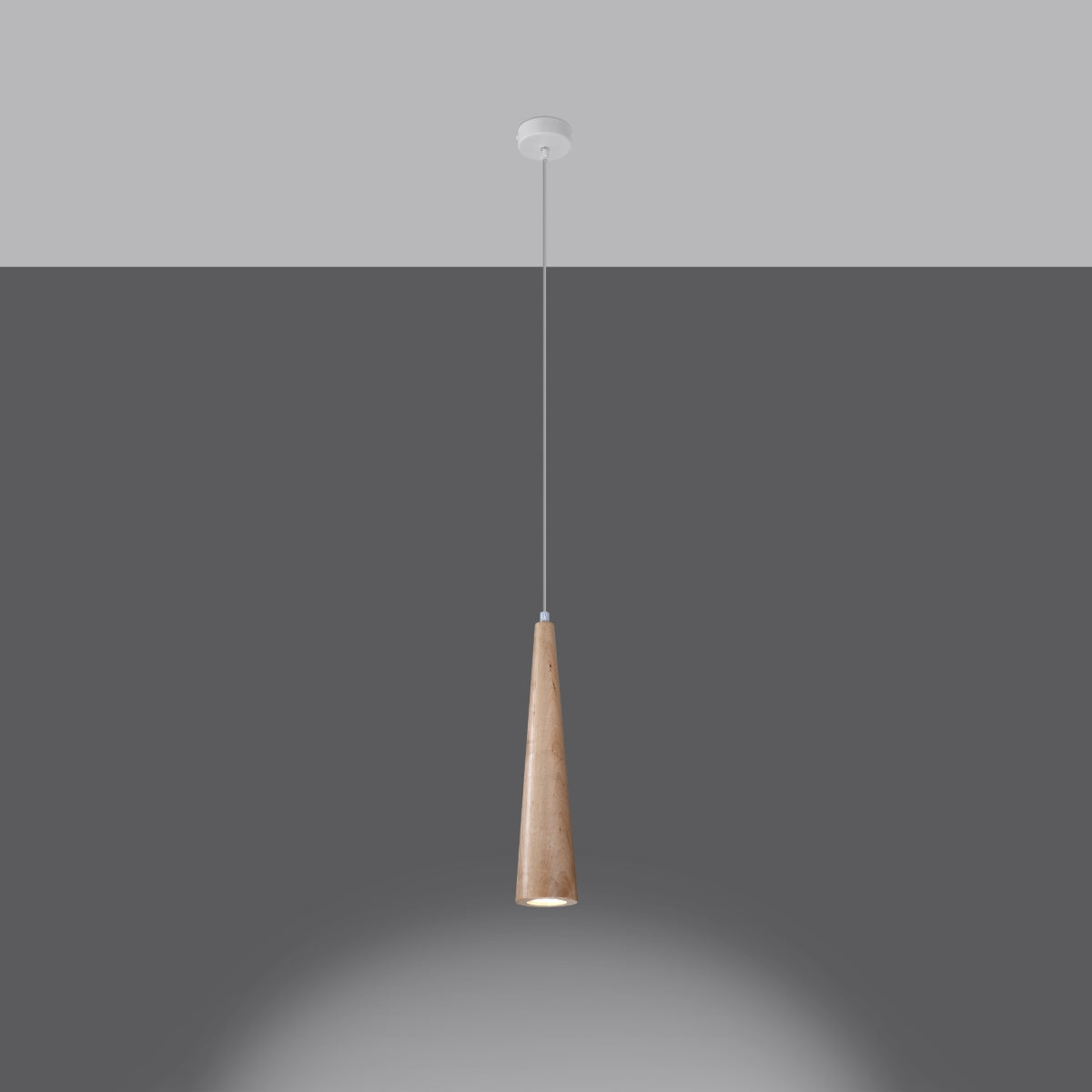 Natural wood cone pendant light