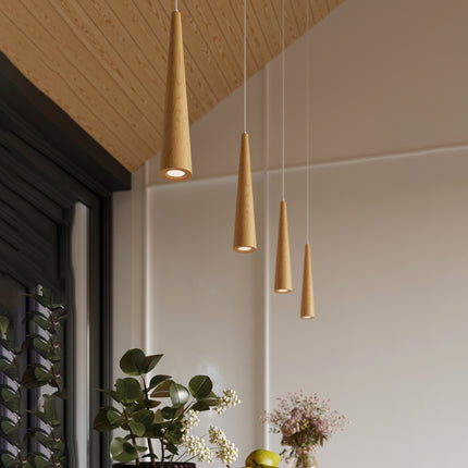 Suspension Cône 3P en bois naturel