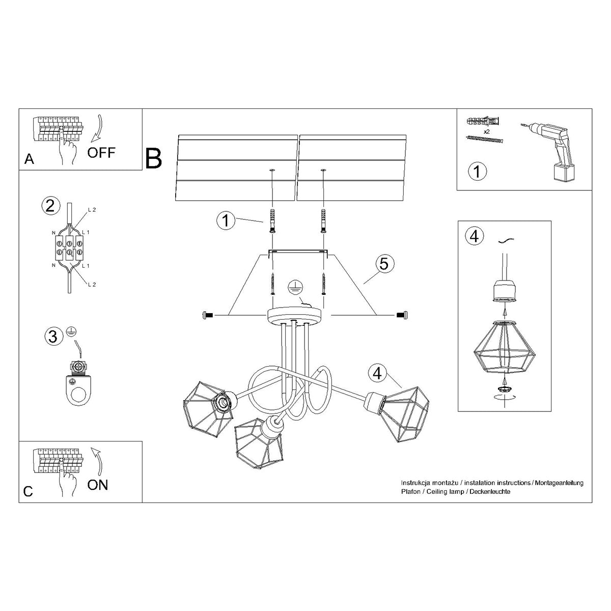 Lustre Ajustable LED 3S noir