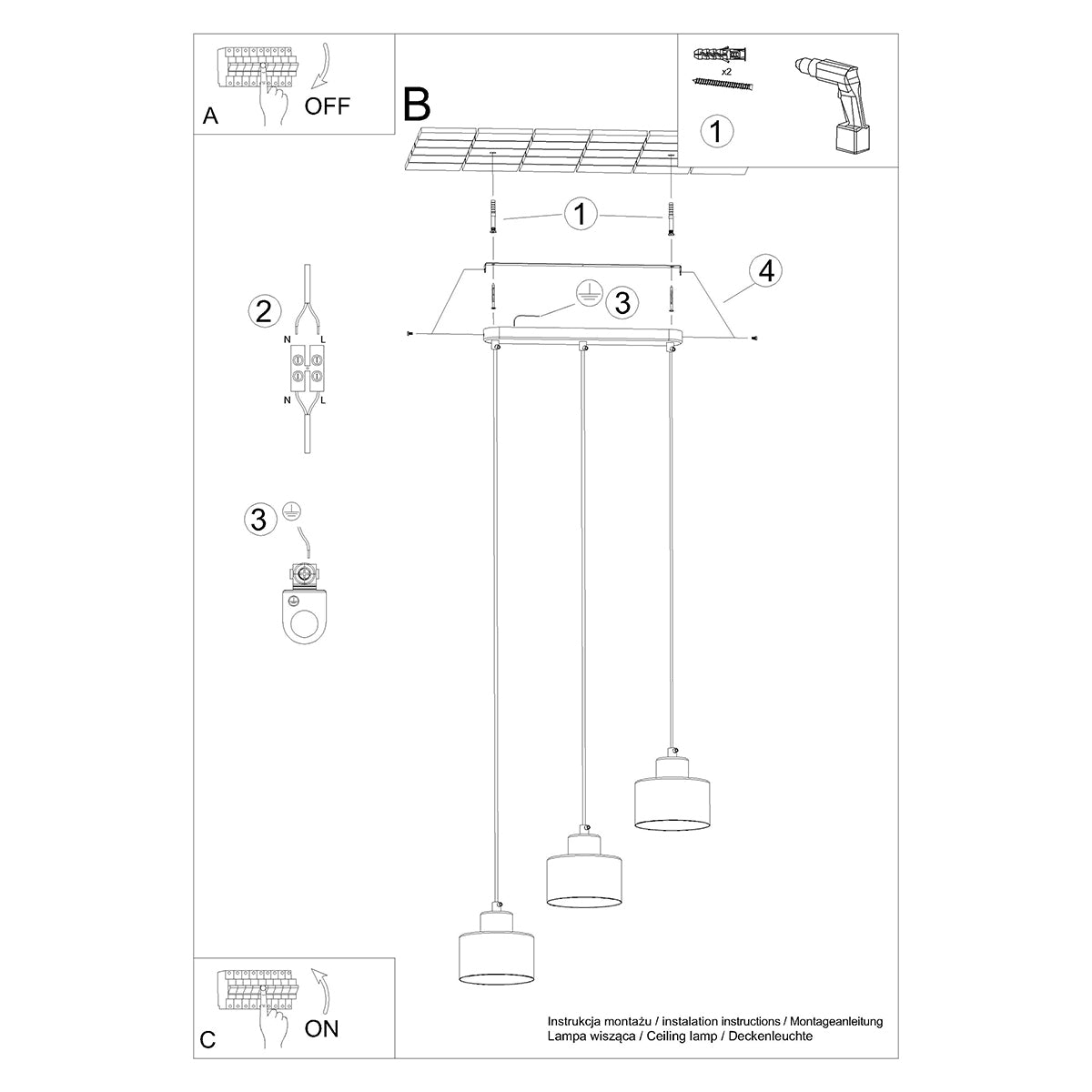 Lampe suspendue Cloche Design 3 noir