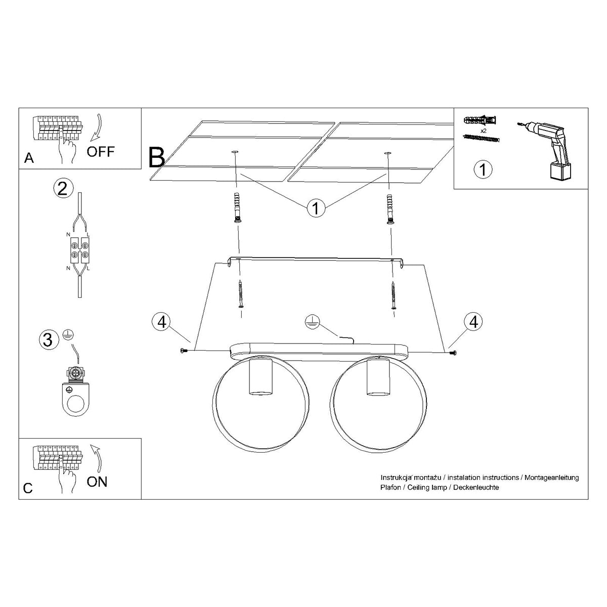 Cyclone 2 white ceiling light