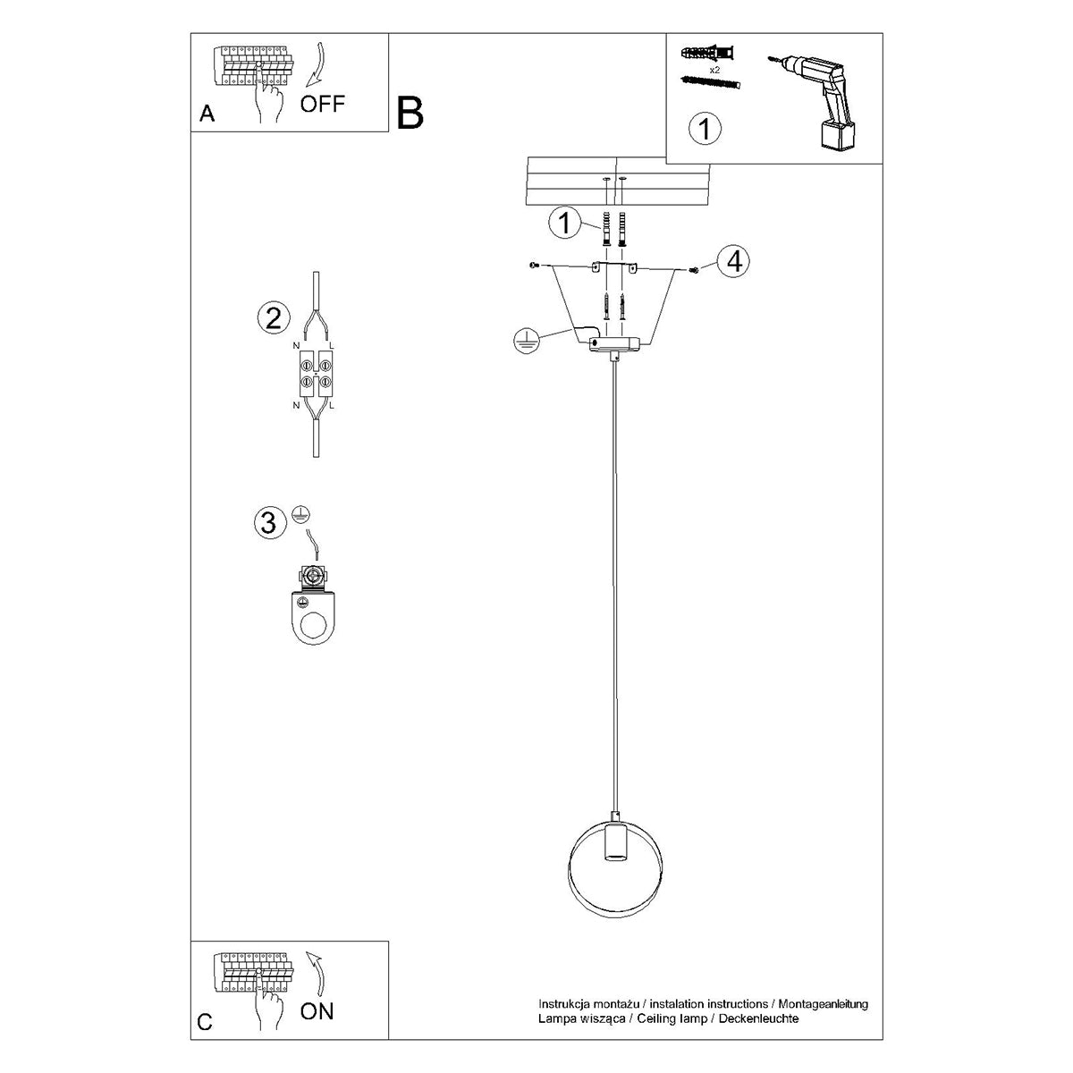 Cyclone 1 white pendant lamp