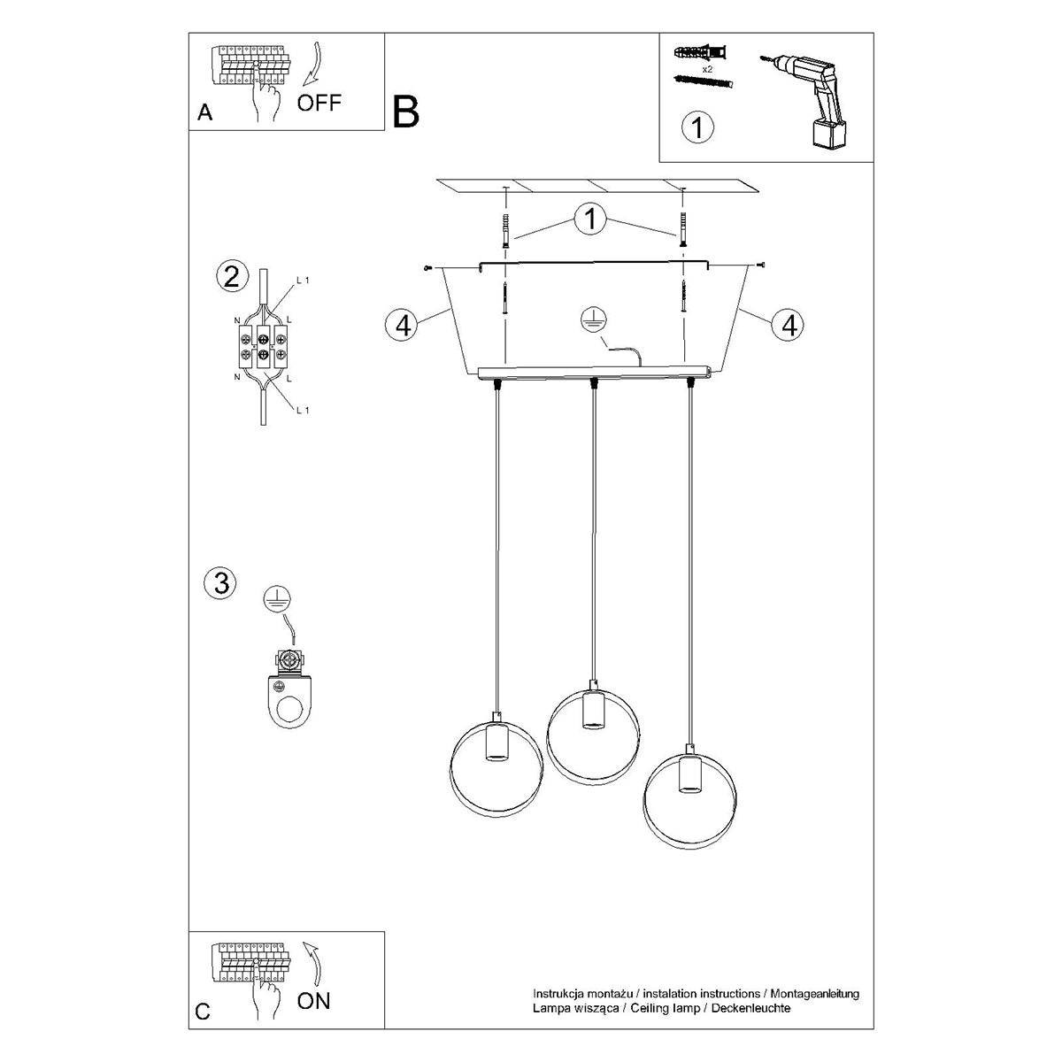 Lampe pendante TITRAN 3 biała