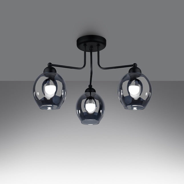 Lustre Verre Creusé 3 noir