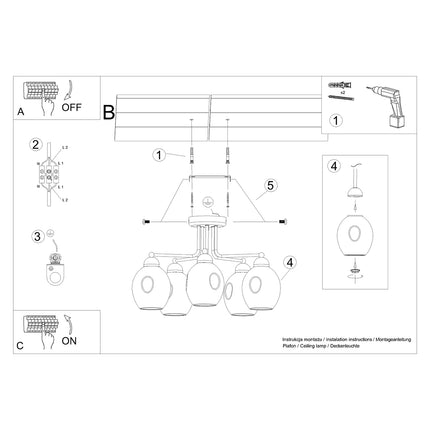 Hollow Glass Chandelier 5 black