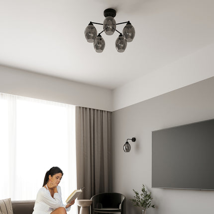Hollow Glass Chandelier 5 black