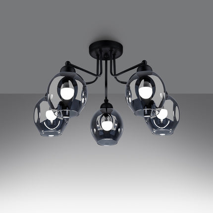 Hollow Glass Chandelier 5 black