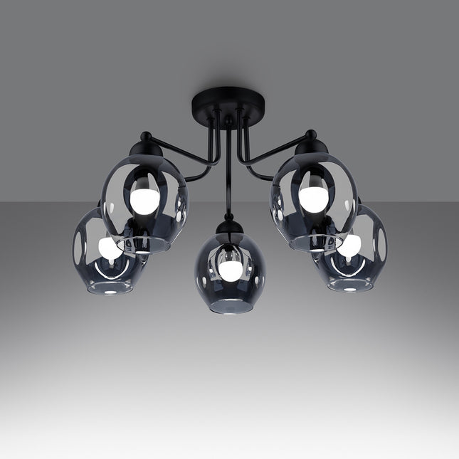 Lustre Verre Creusé 5 noir