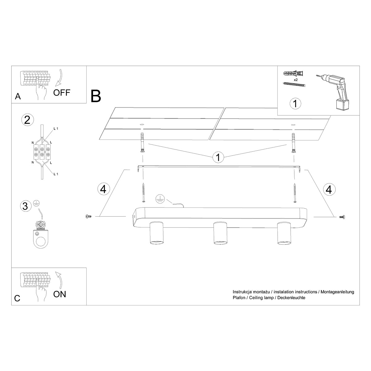 Plafonnier Modulo Industriel 3