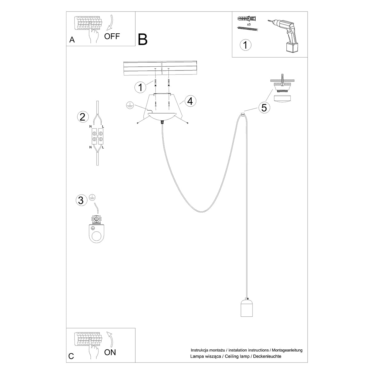 Lampe suspendue Béton Raffiné 1 LONG