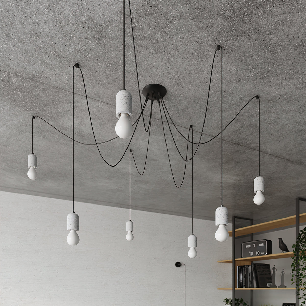 Refined Concrete Hanging Lamp 1 LONG