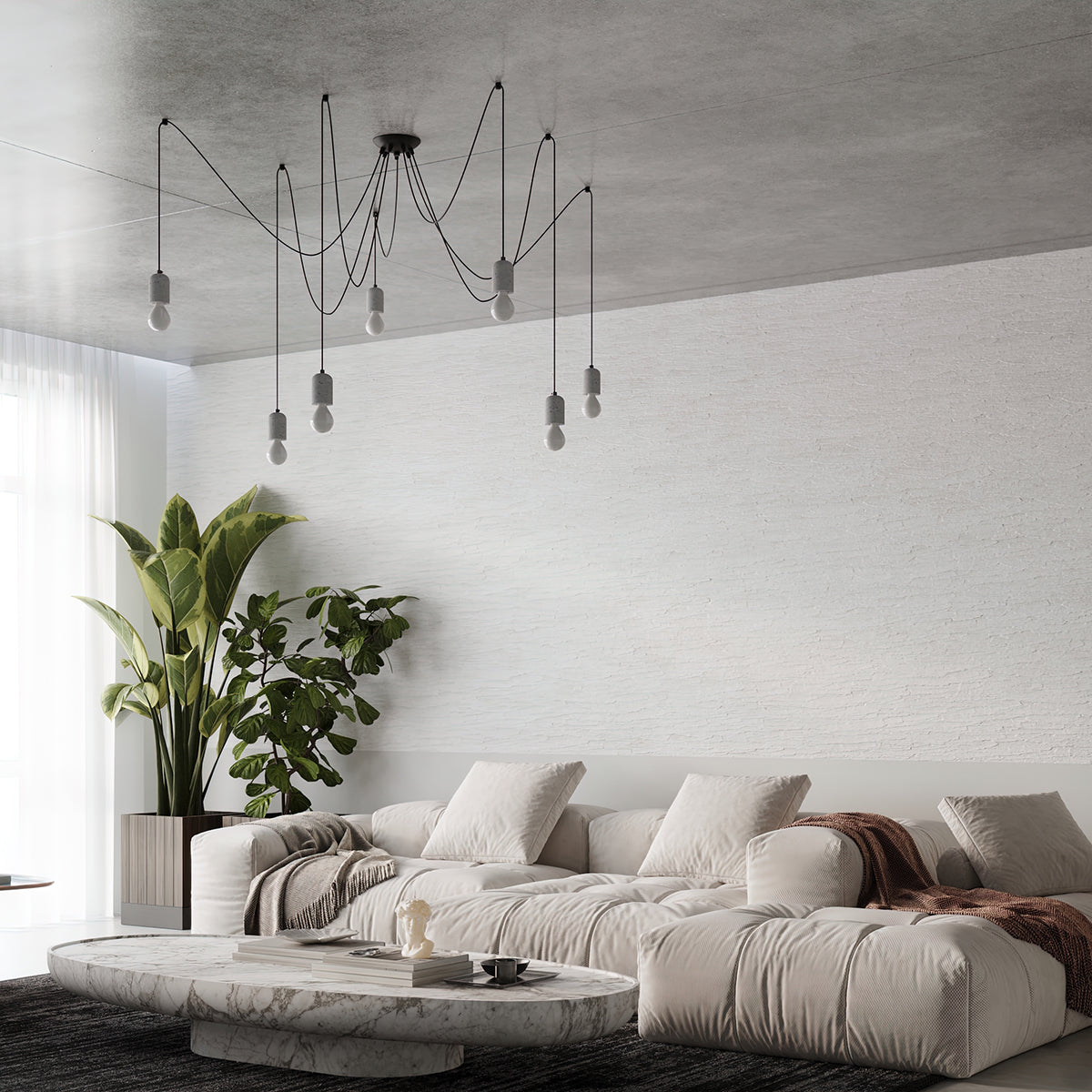 Refined Concrete Hanging Lamp 1 LONG