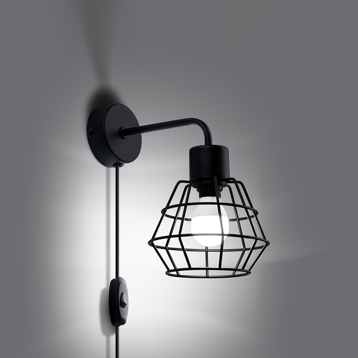 Modern black cage wall light