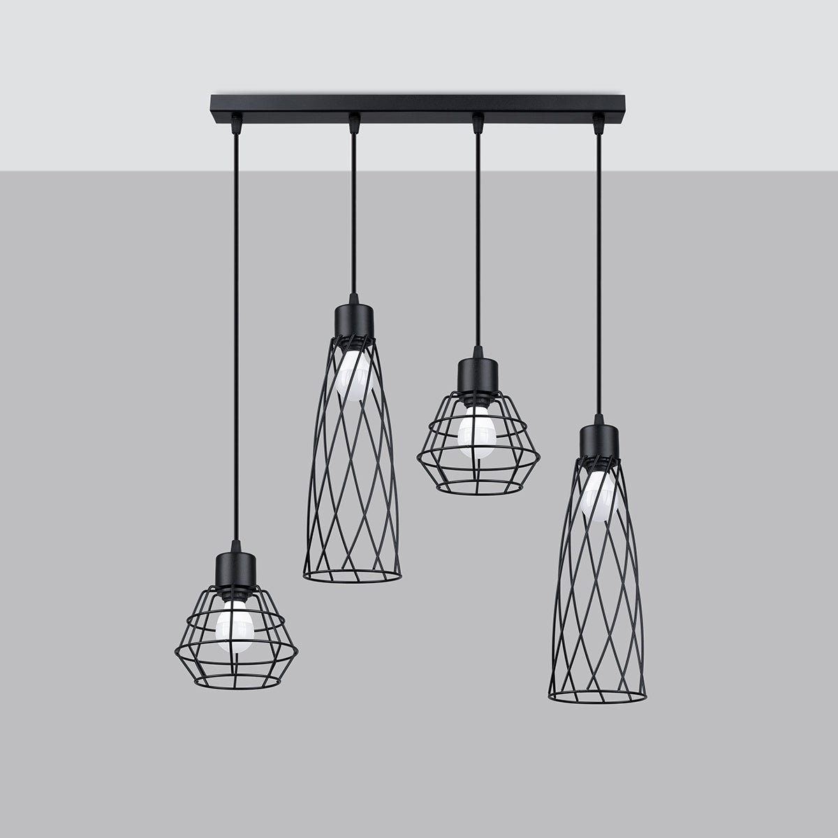 Lampe suspendue Cage Moderne 4L noir