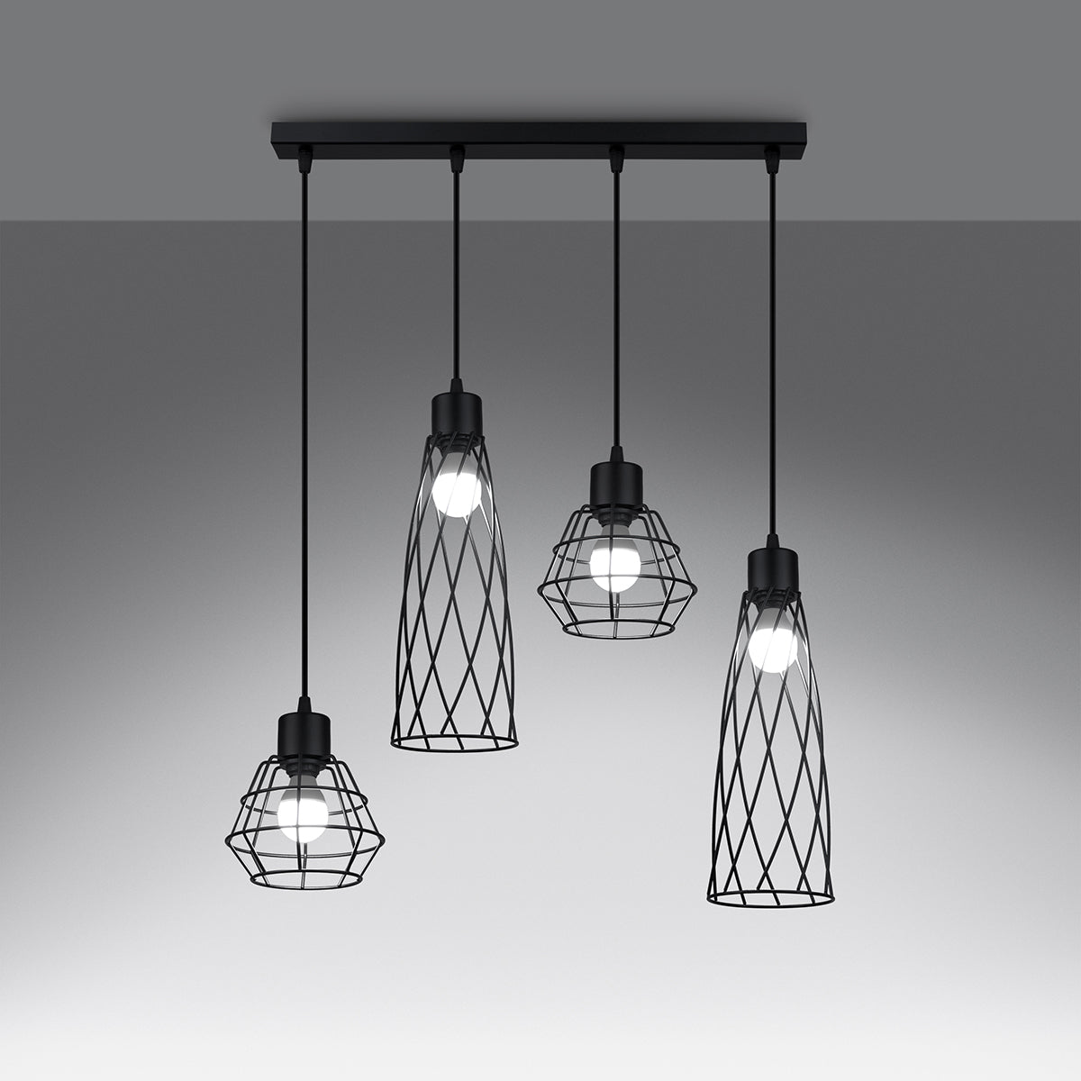 Lampe suspendue Cage Moderne 4L noir