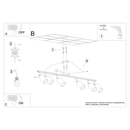Plafonnier Focus Moderne 6L noir