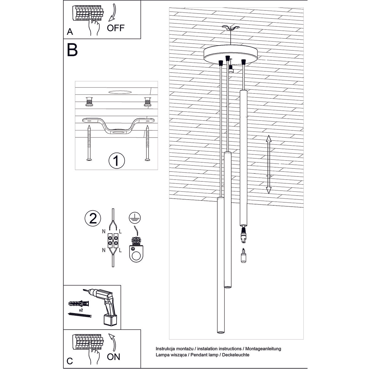 Lampe pendante PASTELO 3P or