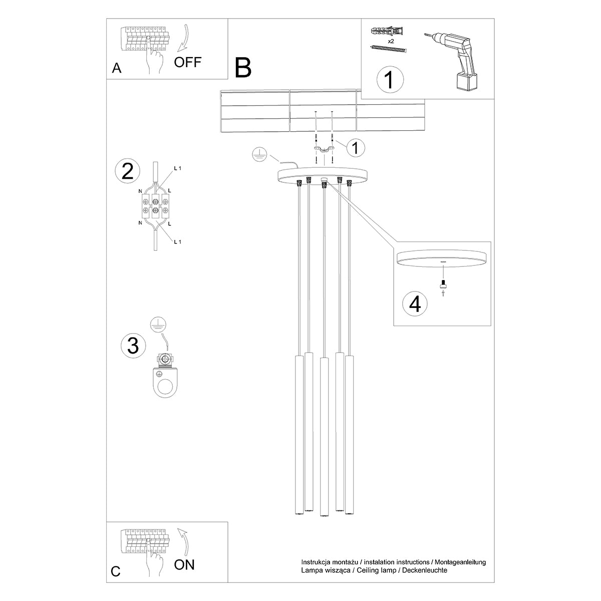 Lampe pendante PASTELO 5P or